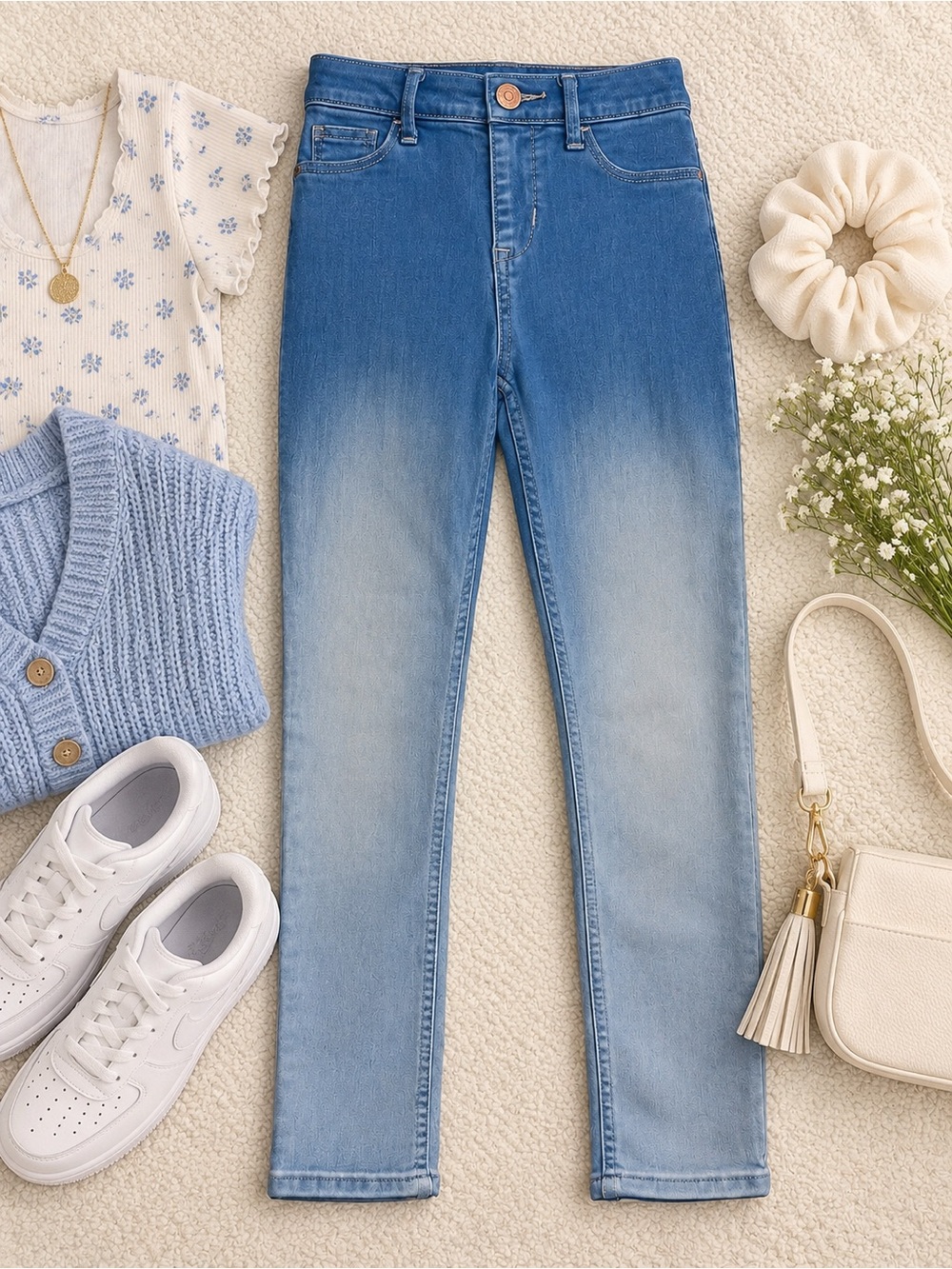 Abercrombie Kids Girls 11/12 Pull-On Skinny Jeggings Light Wash Stretch Jeans